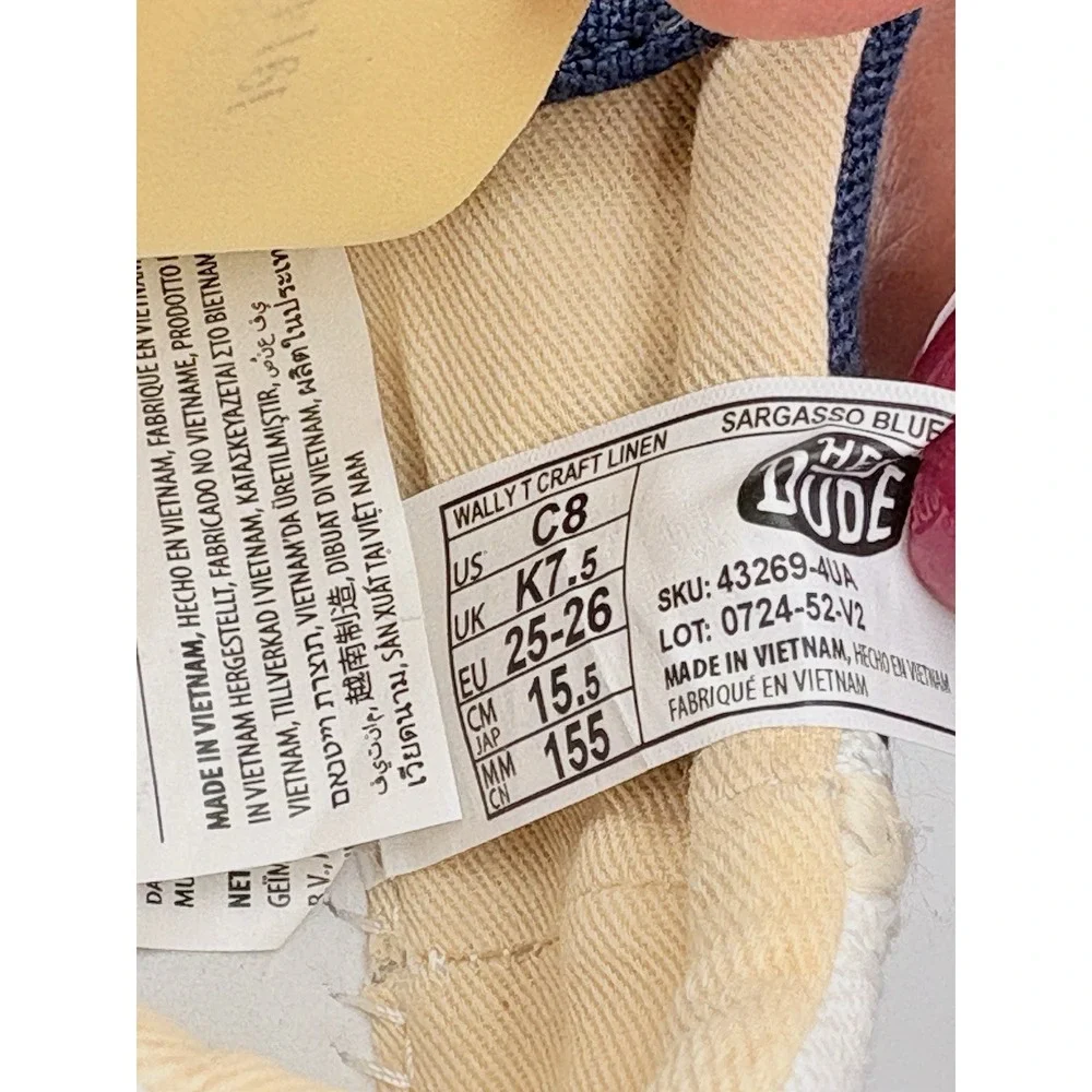 Hey Dude Wally Toddler Linen Natural Navy Shoes Size C8